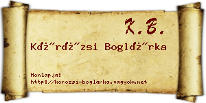 Körözsi Boglárka névjegykártya